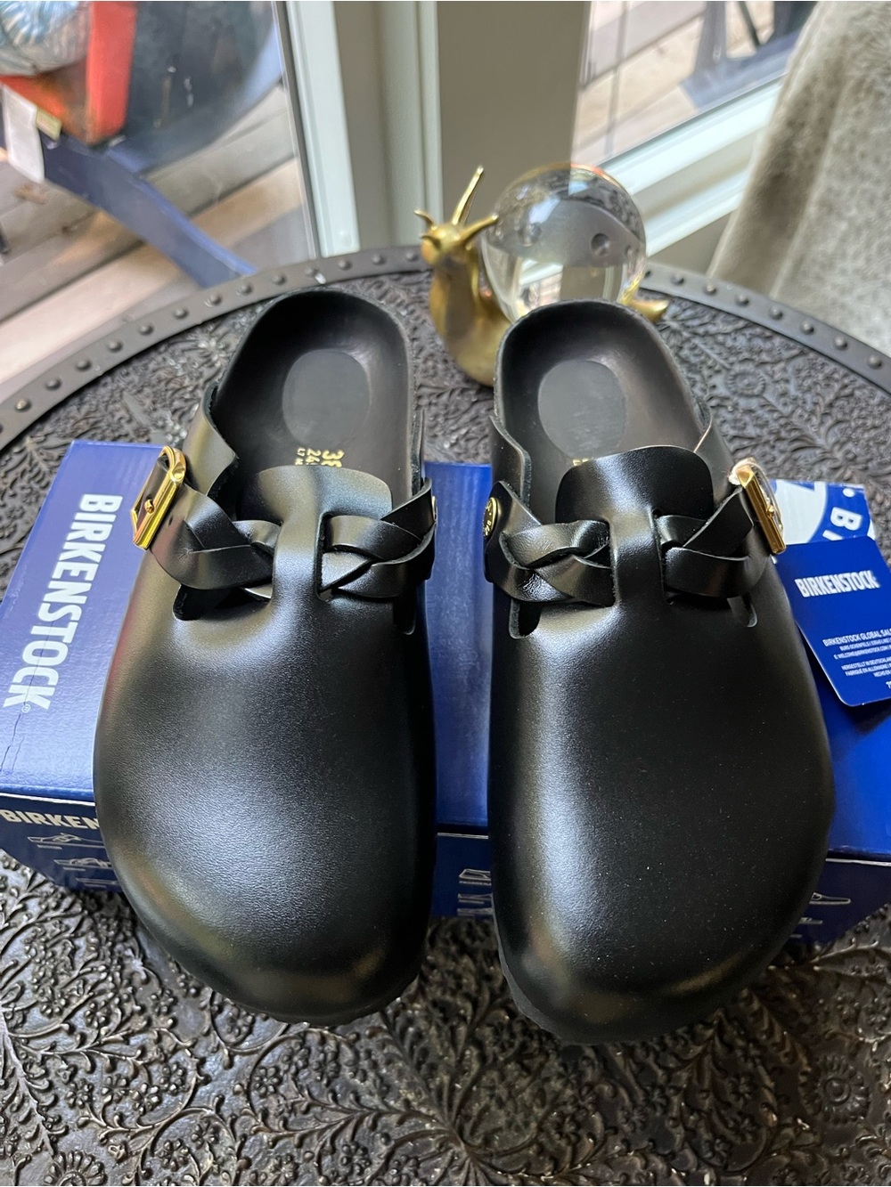 BIRKENSTOCK BOSTON BRAIDED CLOGS IN BLACK 38 7 - Picture 8 of 11